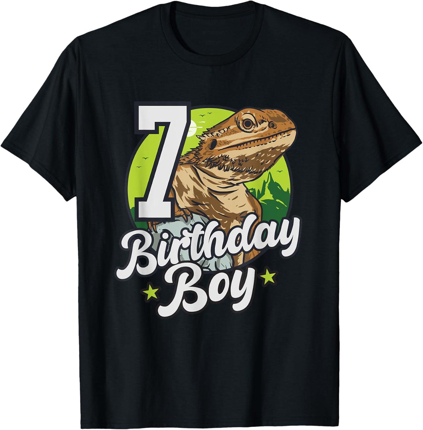 Bearded Dragon Lizard Kids 7th Birthday - 7 Years Boy T-Shirt - T-Shirt | Black