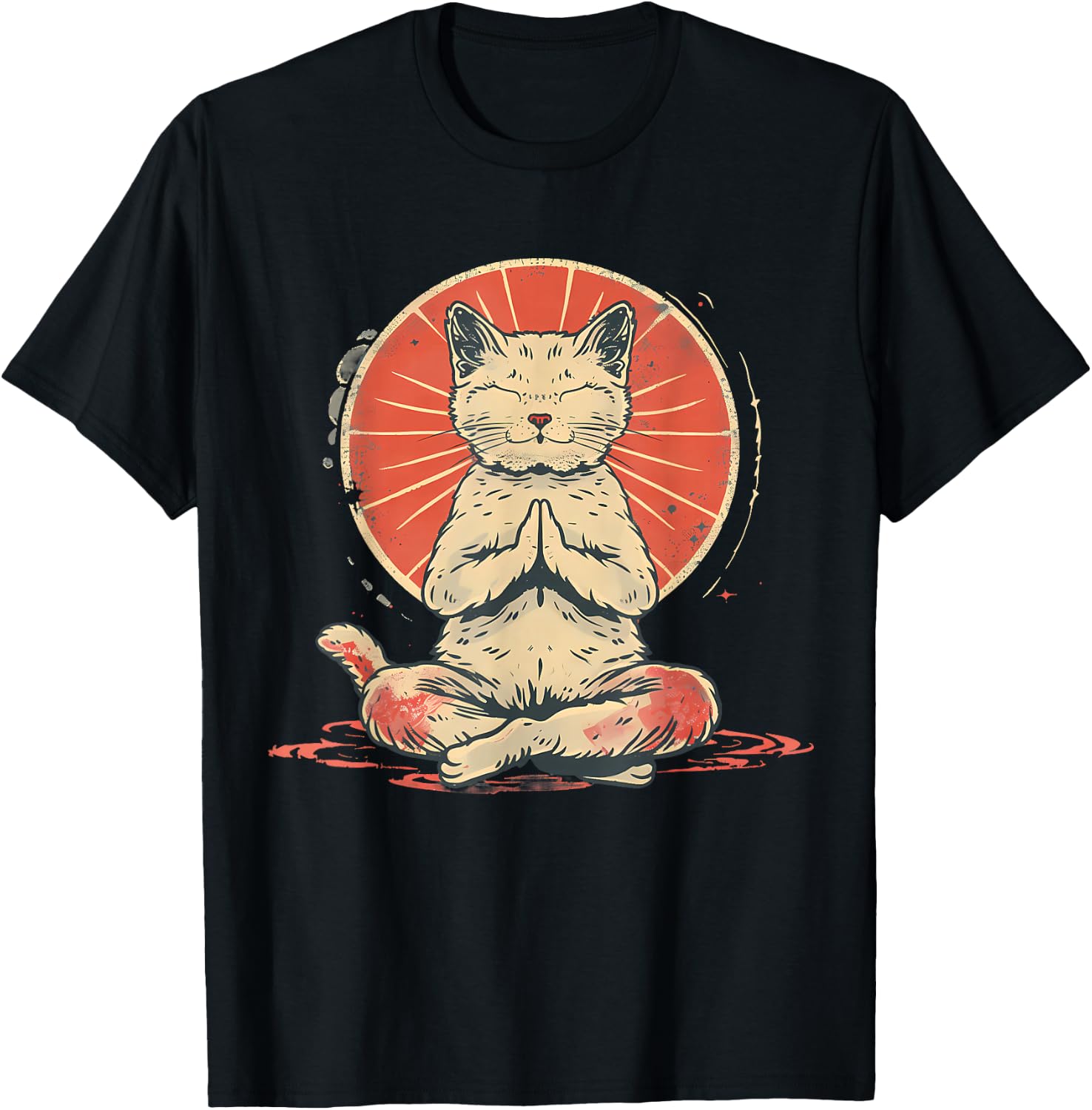 Cat Meditation Zen Buddha Spirituality Hindu Buddhist T-Shirt - T-Shirt | Black