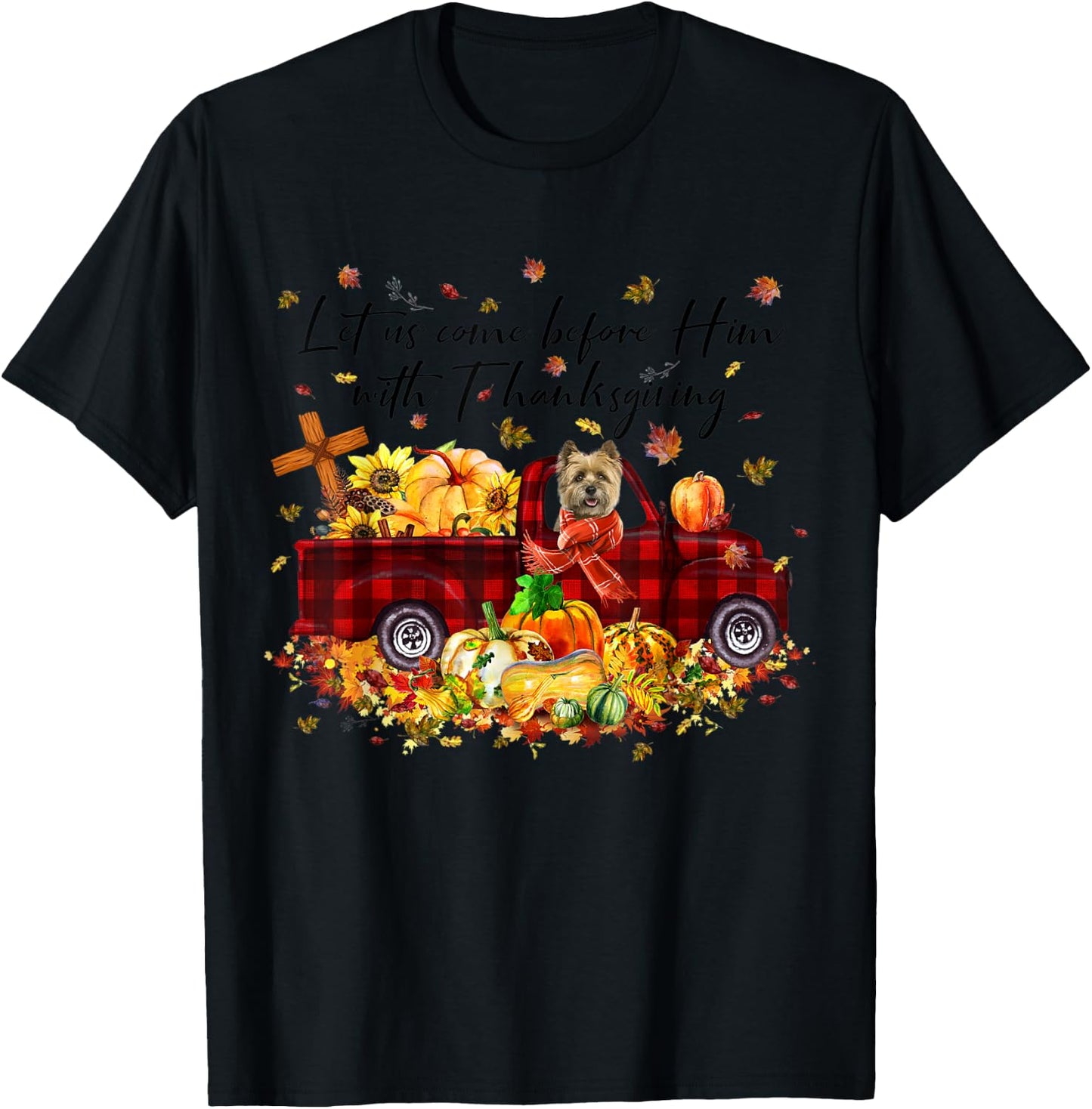 Cairn Terrier Pumpkin Vintage Truck Thanksgiving Halloween T-Shirt - T-Shirt | Black