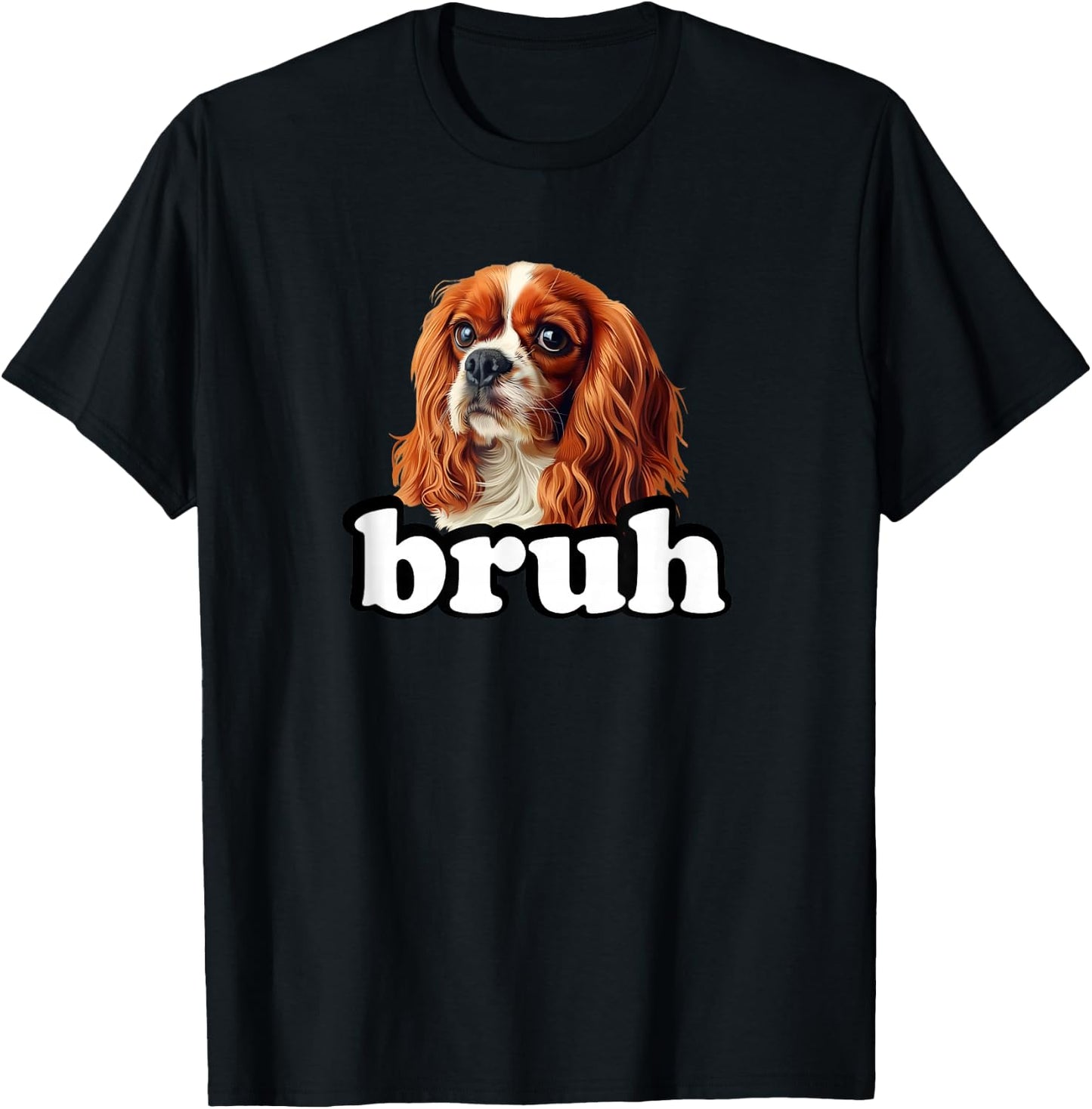 Cute Funny Bro Bruh Kids Cavalier King Charles Spaniel Dog T-Shirt - T-Shirt | Black