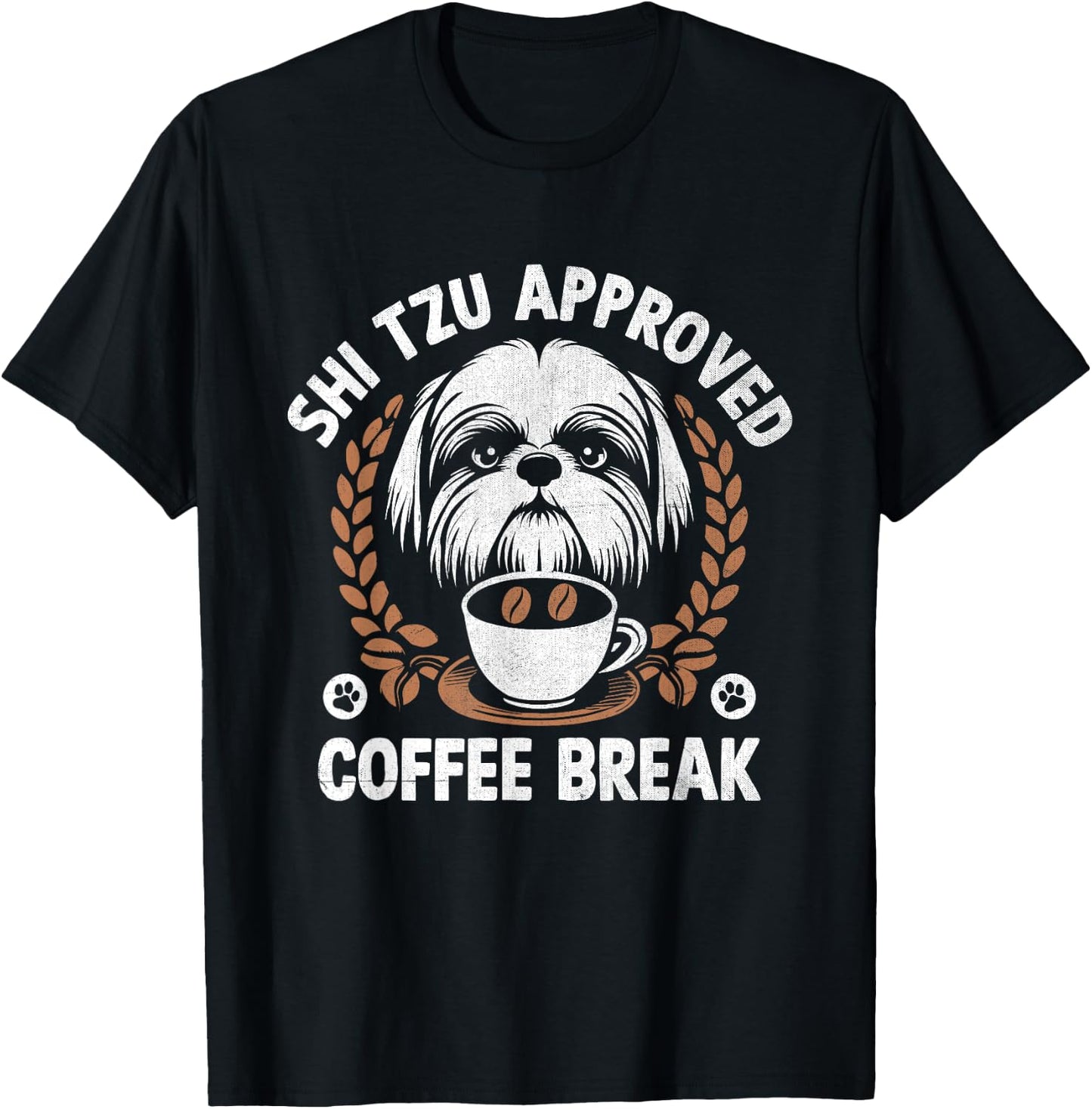Shih Tzu Mom Dad Coffee Drinking Shih Tzu Cute Dog Owner T-Shirt - T-Shirt | Black
