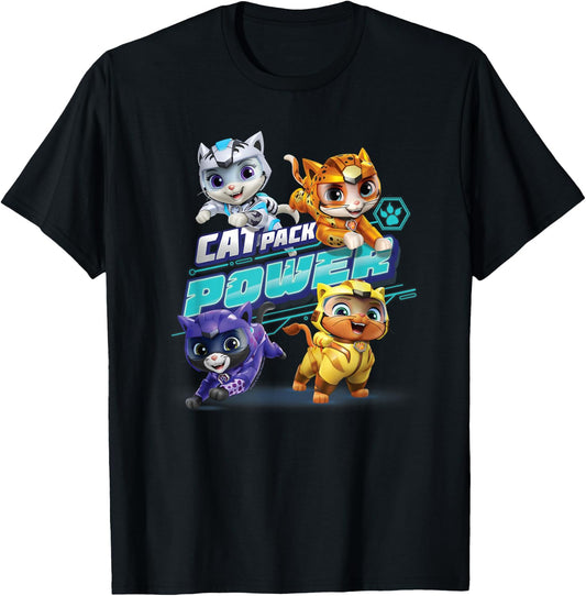 PAW Patrol Cat Pack Power with Leo, Shade, Wild and Rory T-Shirt - T-Shirt | Black