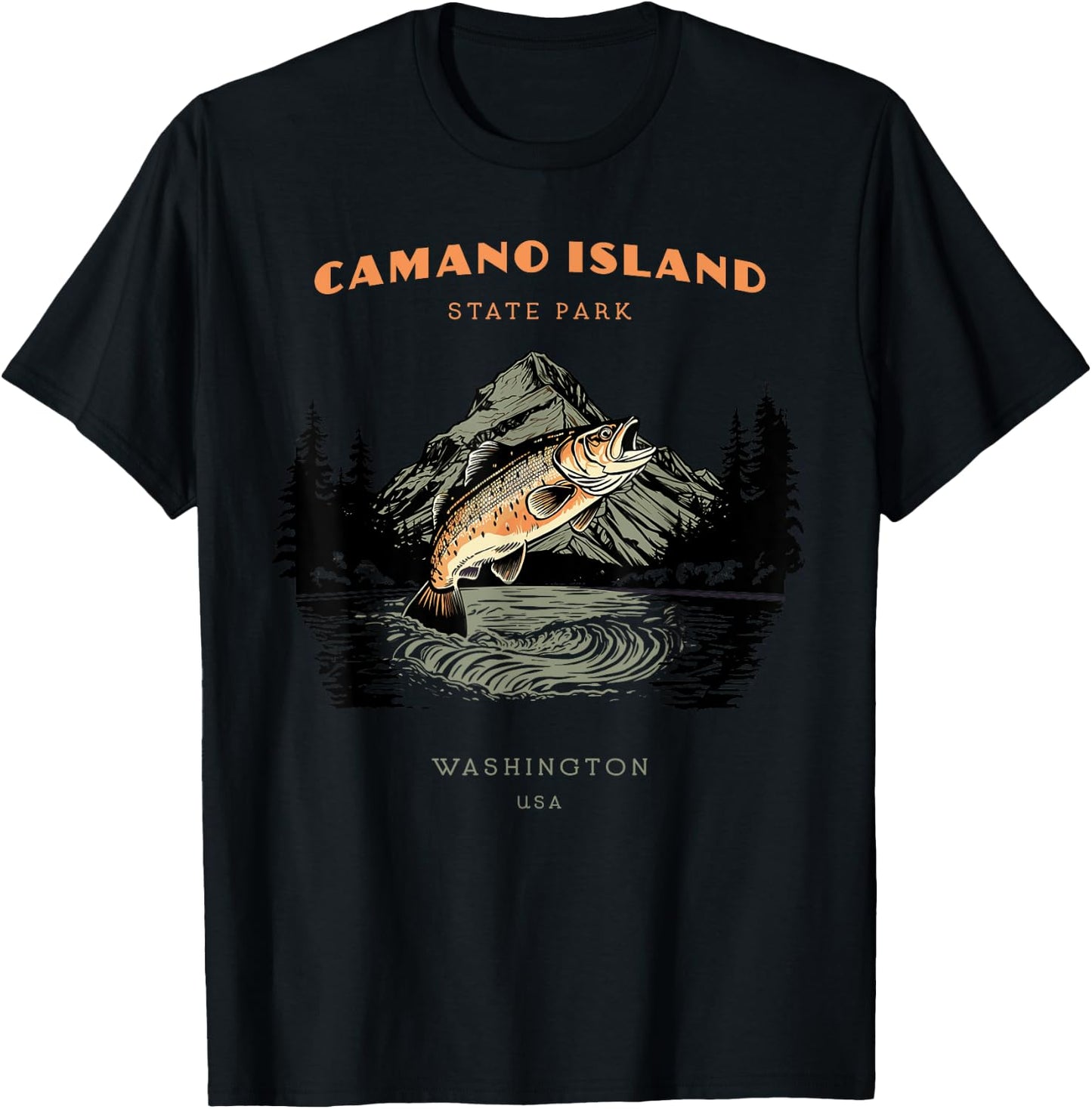 Camano Island State Park Washington Retro Vintage T-Shirt - T-Shirt | Black