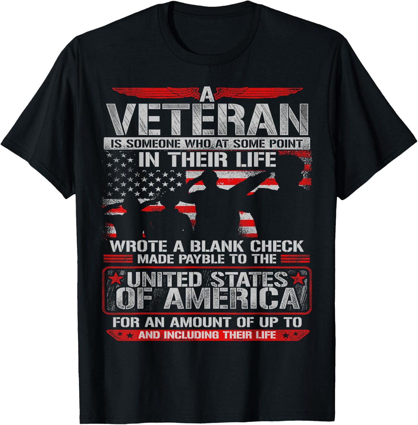 Veteran Wrote Blank Check for Gun Enthusiast T-Shirt - T-Shirt | Black