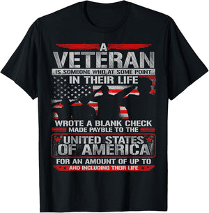 Veteran Wrote Blank Check for Gun Enthusiast T-Shirt - T-Shirt | Black