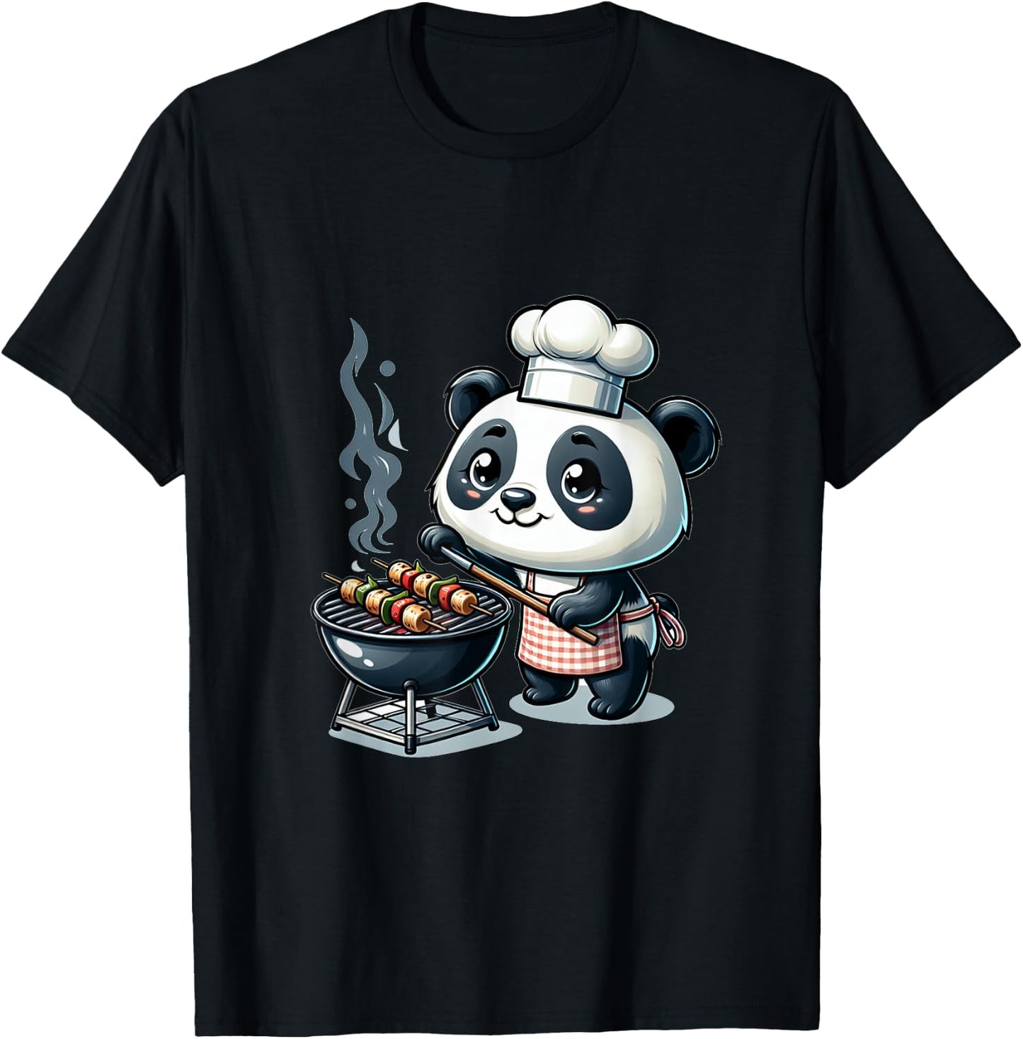 Cute BBQ Panda T-Shirt - T-Shirt | Black