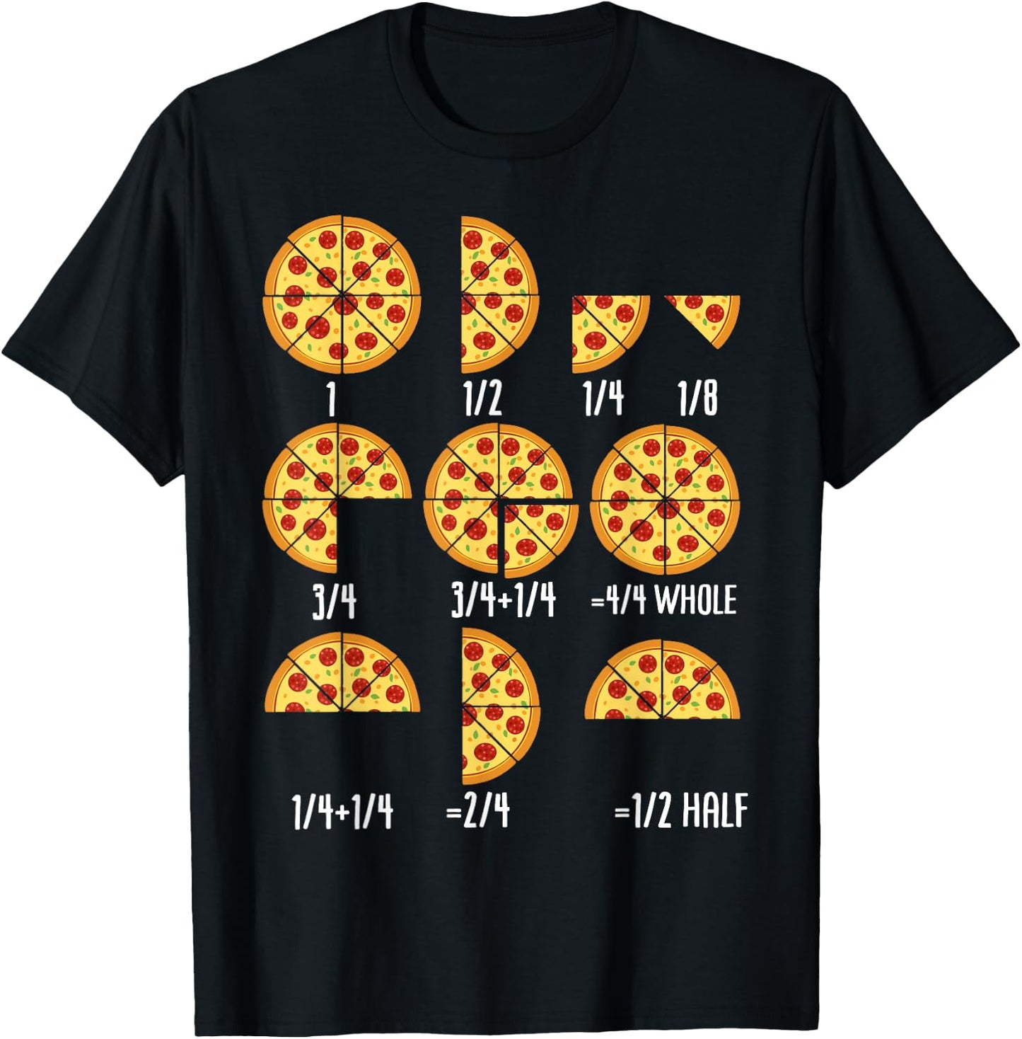 Pizza Slice Fraction Math Teacher Back To School Educational T-Shirt - T-Shirt | Black