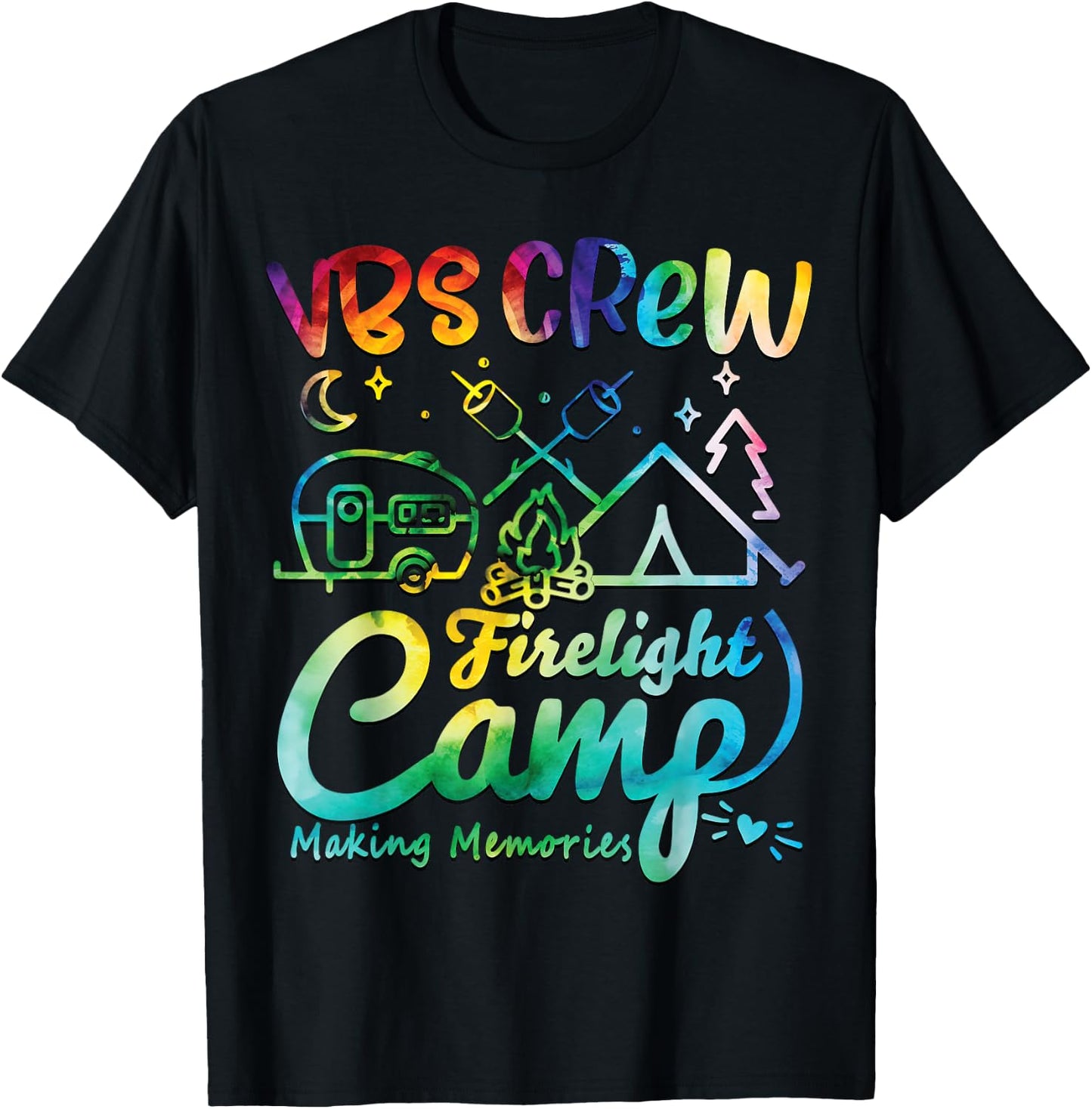 VBS Crew Camp Firelight Vacation Bible School Camping Camper T-Shirt - T-Shirt | Black