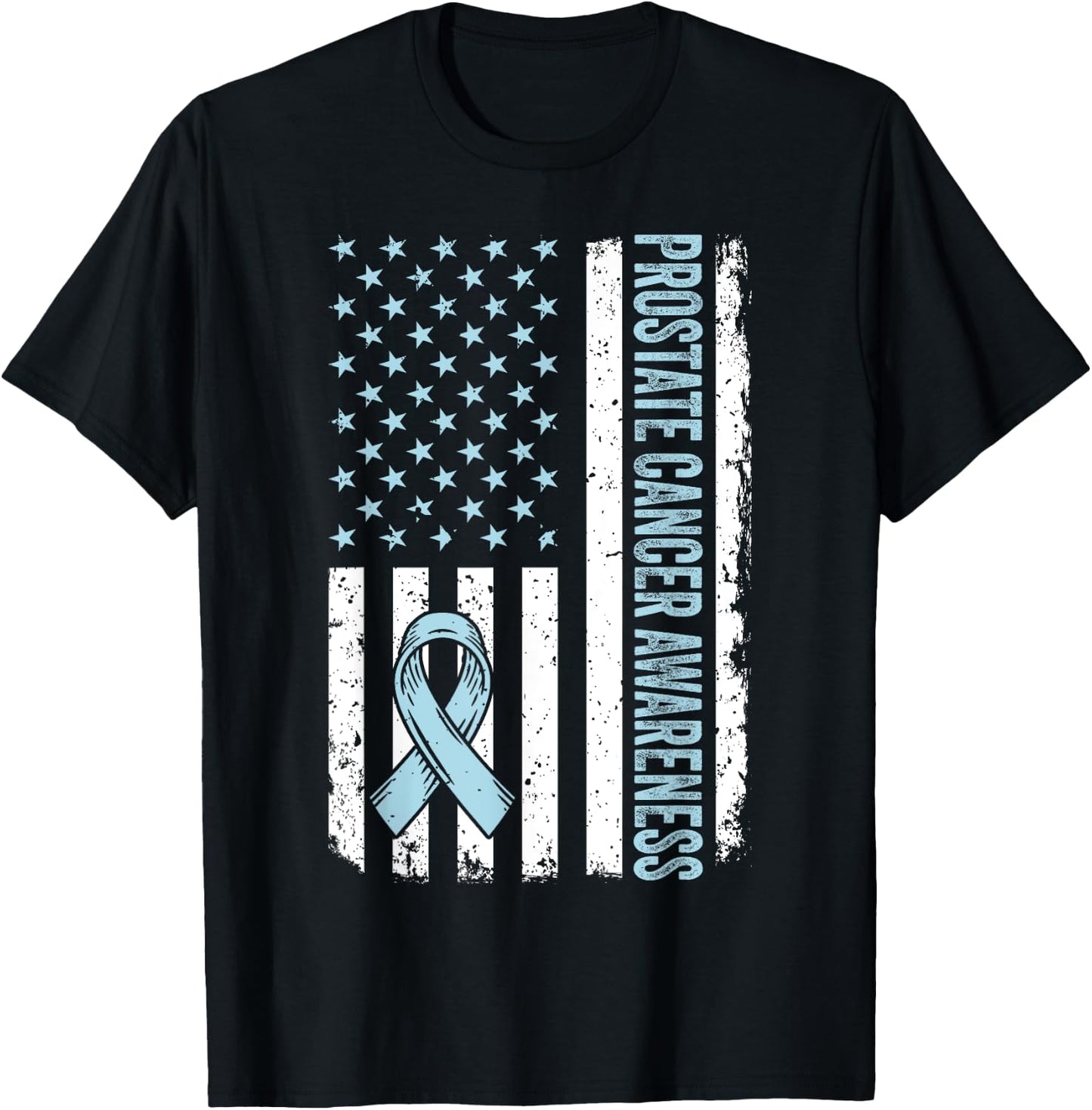 Prostate Cancer Shirt America Flag Prostate Cancer Awareness T-Shirt - T-Shirt | Black