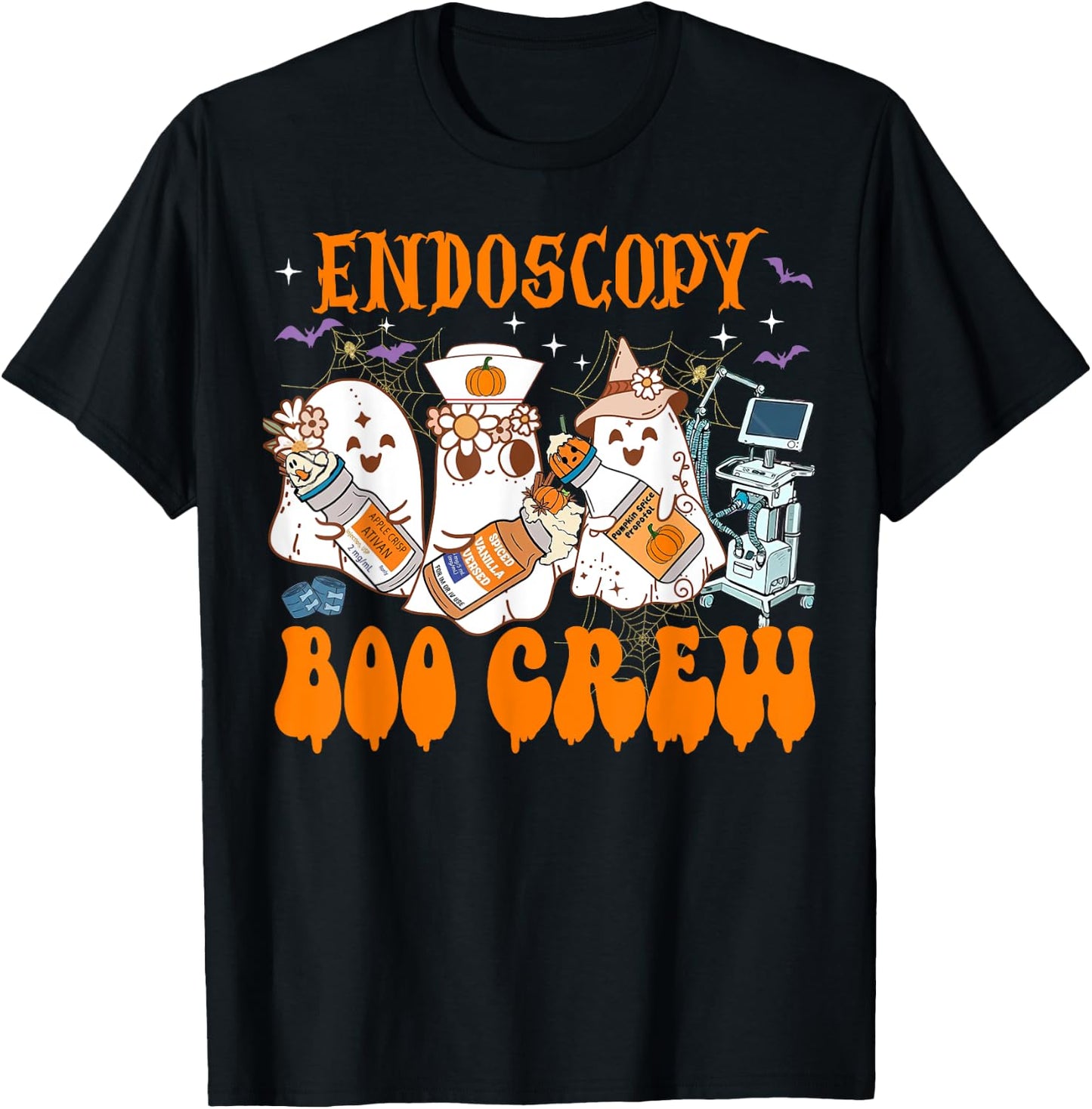 Endoscopy Nurse Halloween Anesthetist Boo Crew Squad T-Shirt - T-Shirt | Black