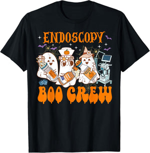 Endoscopy Nurse Halloween Anesthetist Boo Crew Squad T-Shirt - T-Shirt | Black