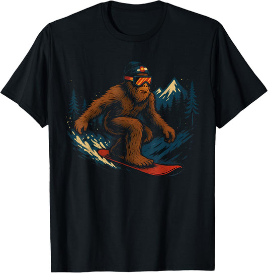 Colorado Bigfoot Snowboarding Adventure Sasquatch Design T-Shirt - T-Shirt | Black