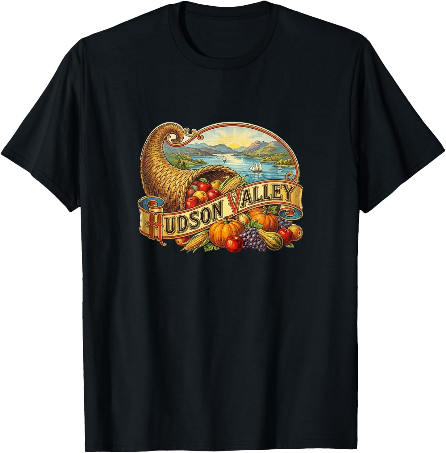 Hudson Valley, New York, Retro T-Shirt - T-Shirt | Black