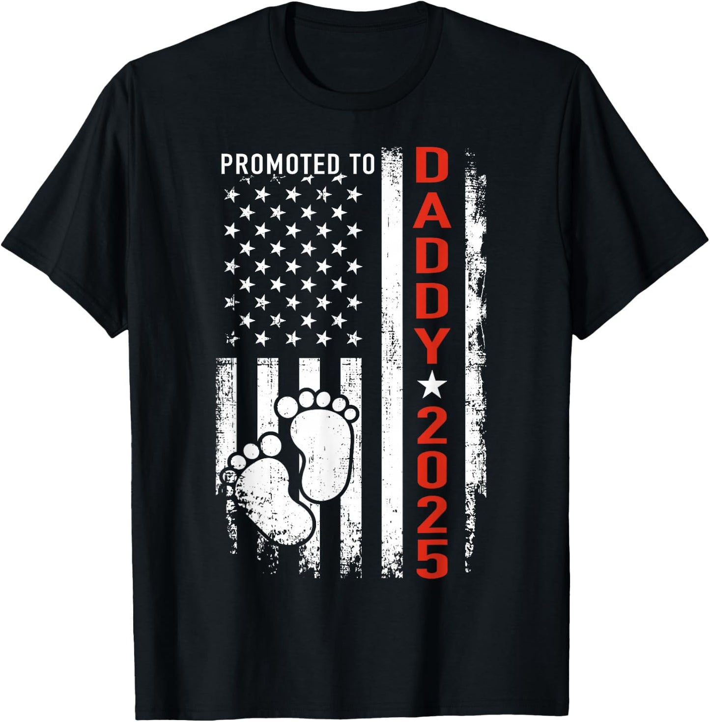 Promoted to daddy 2025 us american flag pregnancy annouce T-Shirt - T-Shirt | Black