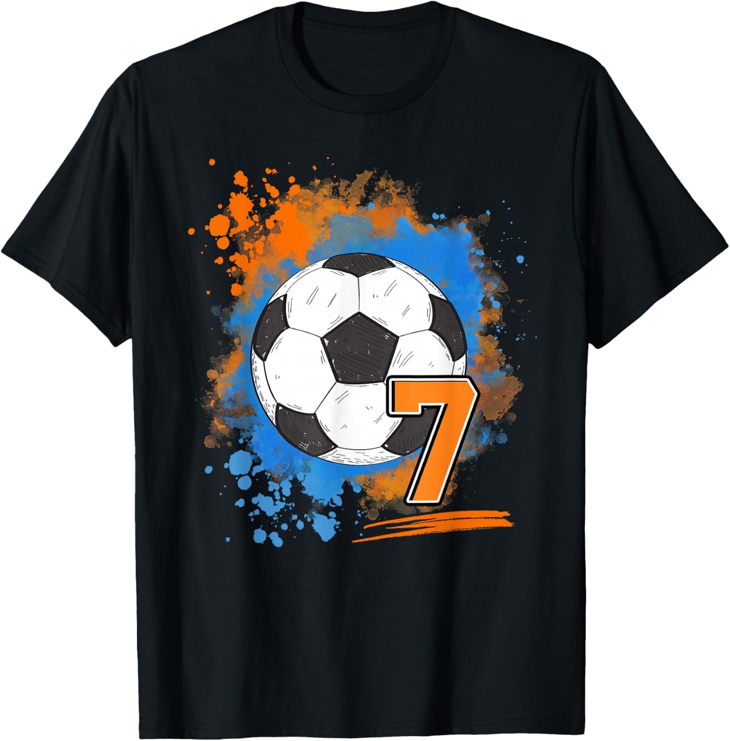 7th Birthday 7 Years Old Soccer Ball T-Shirt - T-Shirt | Black