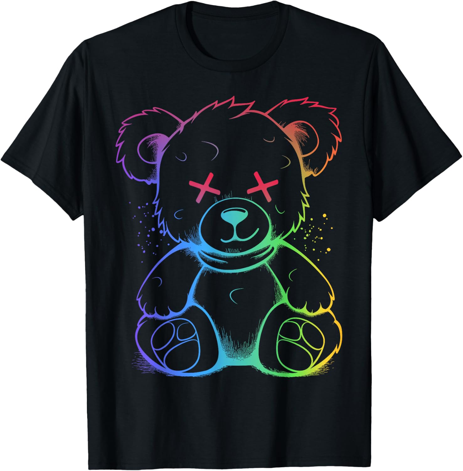 Evil Teddy Bear Dark Scary Fantasy Gothic Teddy Cuddling T-Shirt - T-Shirt | Black
