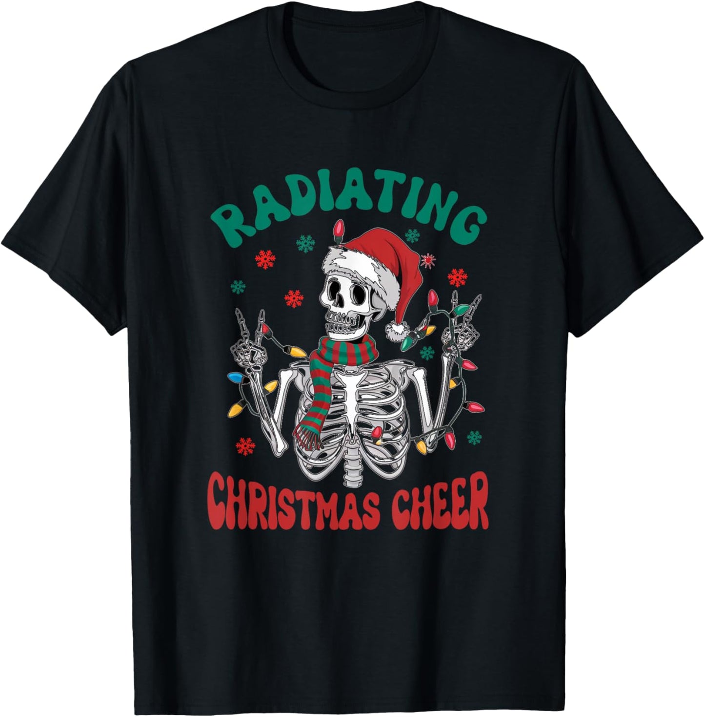 Radiology Christmas Santa Skeleton Xray Technician Rad Tech T-Shirt - T-Shirt | Black