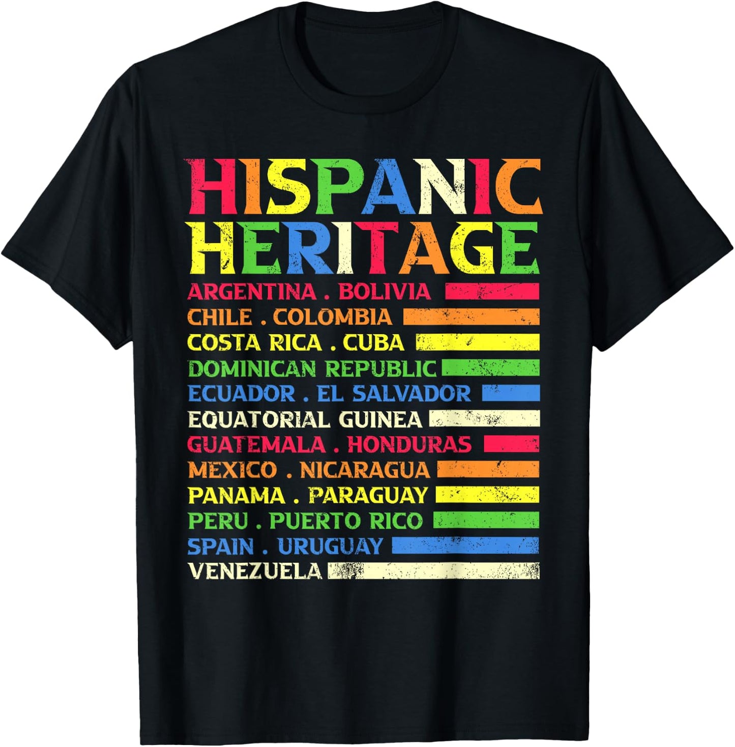 National Latino Countries Flag Hispanic Heritage Month 2024 T-Shirt - T-Shirt | Black