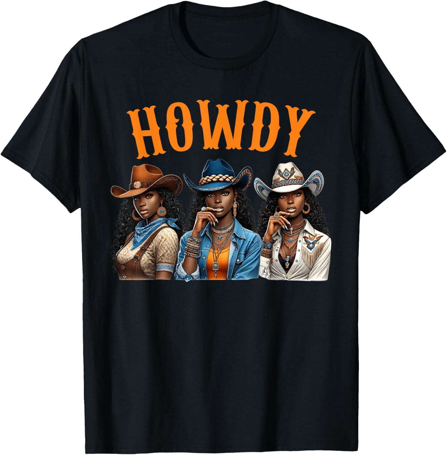 Howdy Western Rodeo Melanin Black Cowgirl African American T-Shirt - T-Shirt | Black