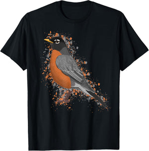 American Robin Bird Birder Birdlover Birdwatcher Animal T-Shirt - T-Shirt | Black
