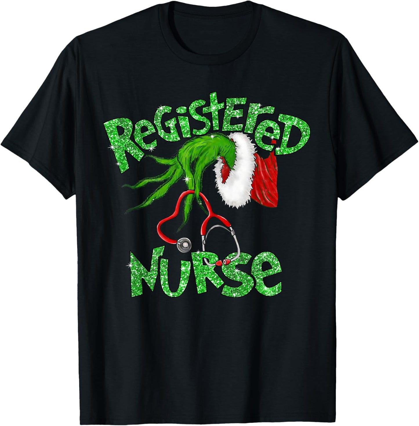Registered Nurse Stethoscope Santa Elf Christmas Xmas Pajama T-Shirt - T-Shirt | Black