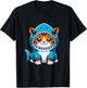 Funny Cute Cat in a Shark Costume Kawaii Neko Kids T-Shirt - T-Shirt | Black