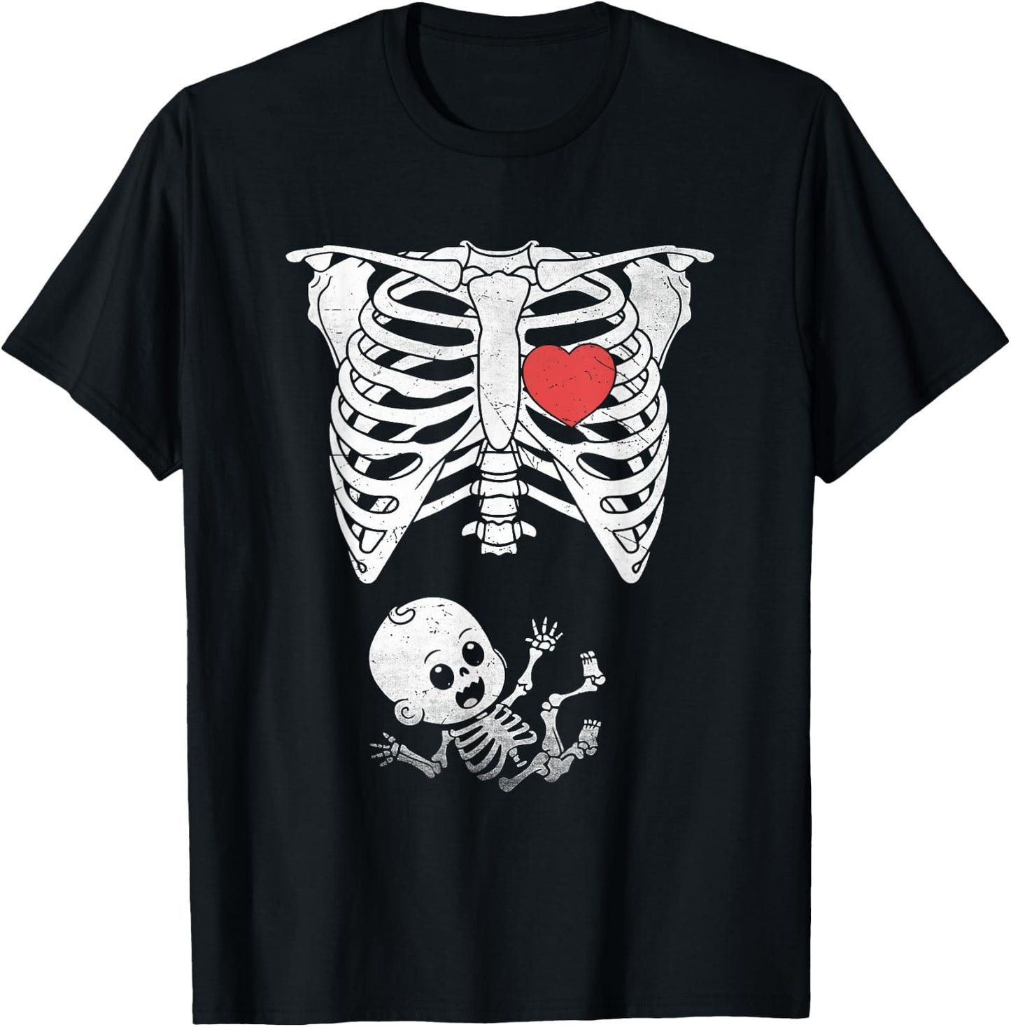 Skeleton Pregnancy Announcement XRay Halloween Moms T-Shirt - T-Shirt | Black