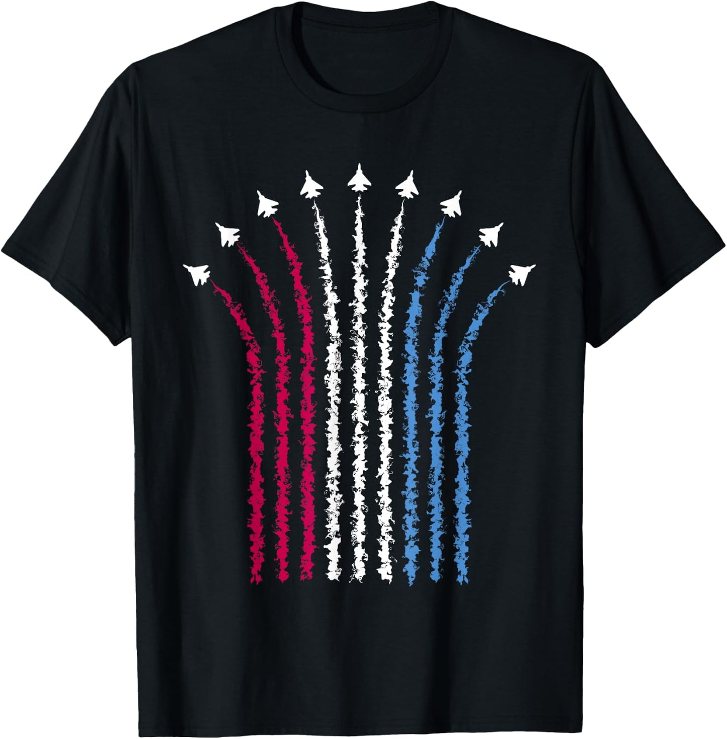 Patriotic USA American Red White Blue Flag Jets 4th of July T-Shirt - T-Shirt | Black
