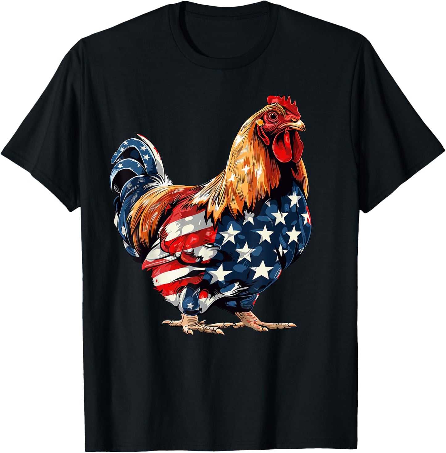 Chicken American Flag 4th of July Chicken Gifts Kids T-Shirt - T-Shirt | Black