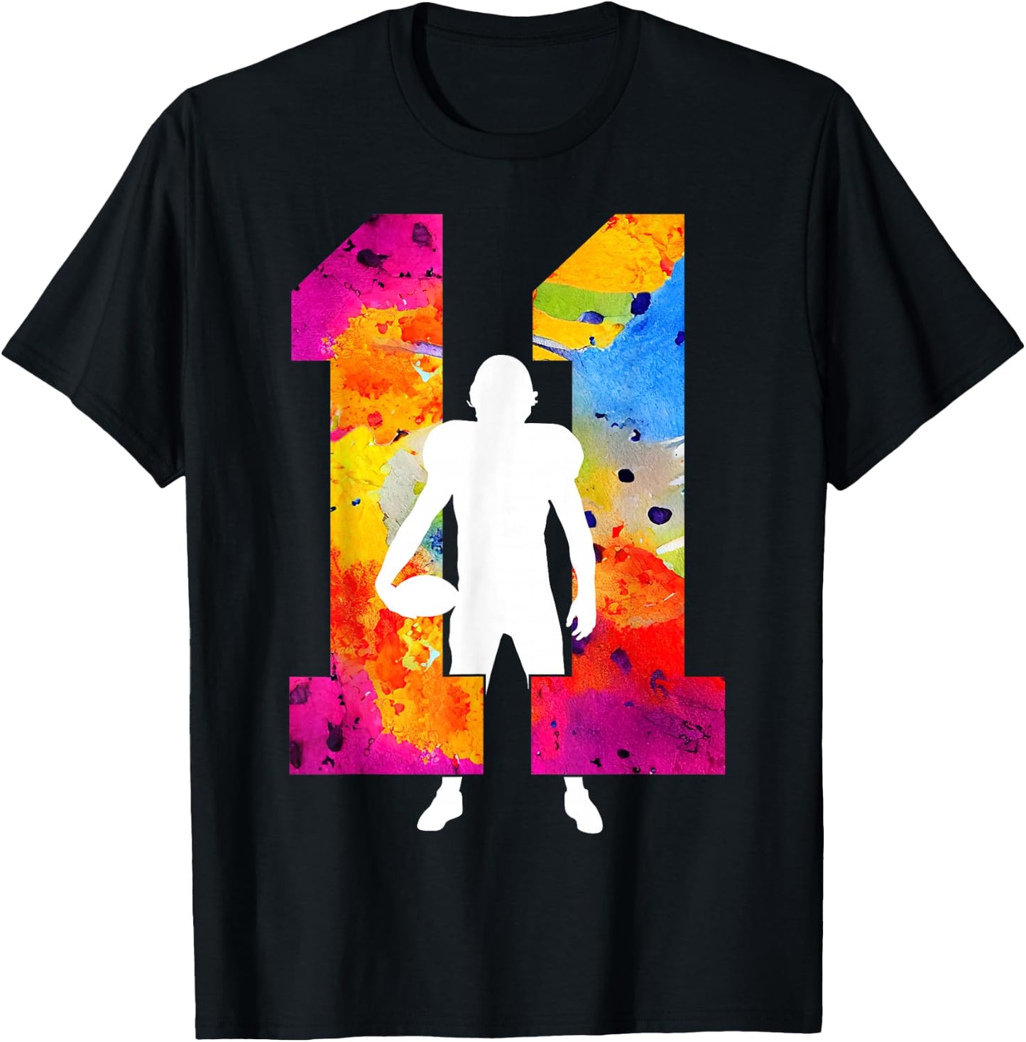 Number 11 Years Football 11th Birthday T-Shirt - T-Shirt | Black