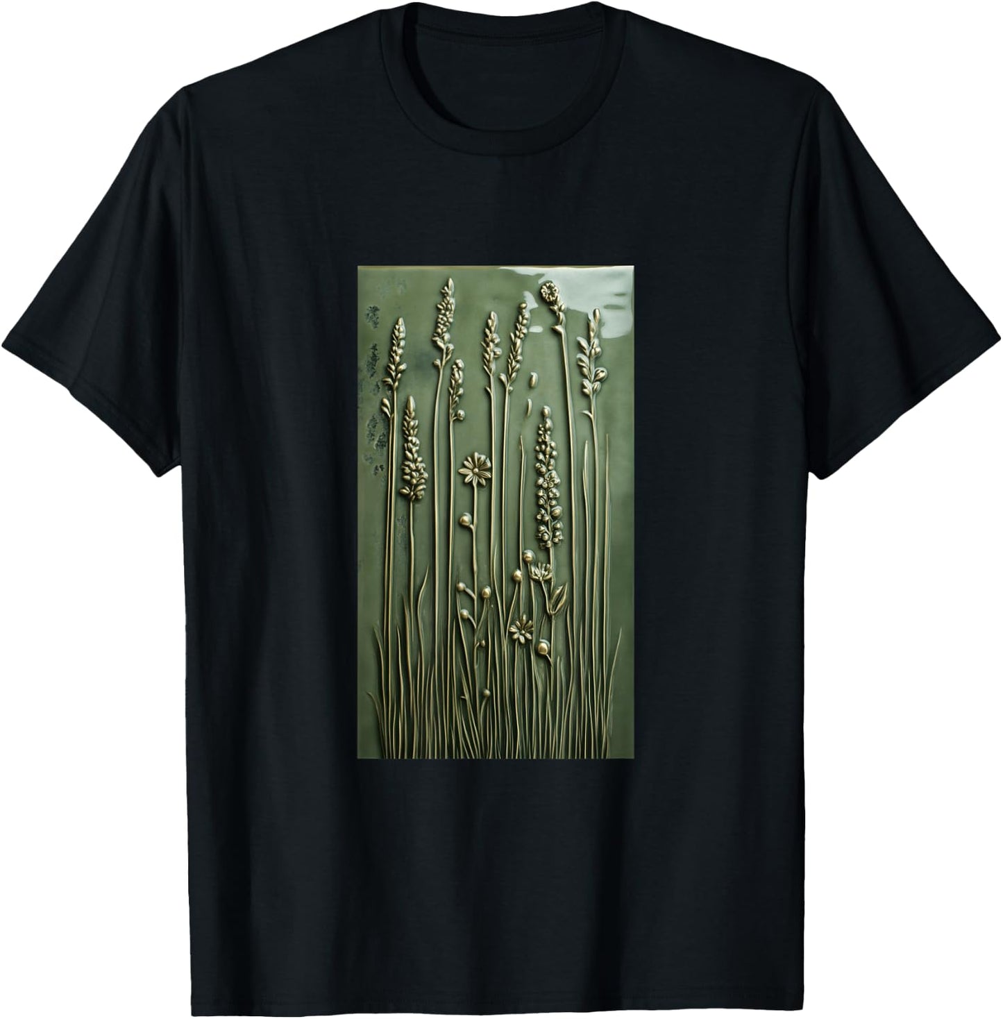 Vibrant Mosaic Tiles Floral Botanical Floral T-Shirt - T-Shirt | Black