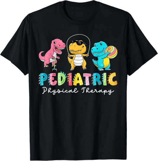 Pediatric Physical Therapy Dinosaur PT Physical Therapist T-Shirt - T-Shirt | Black