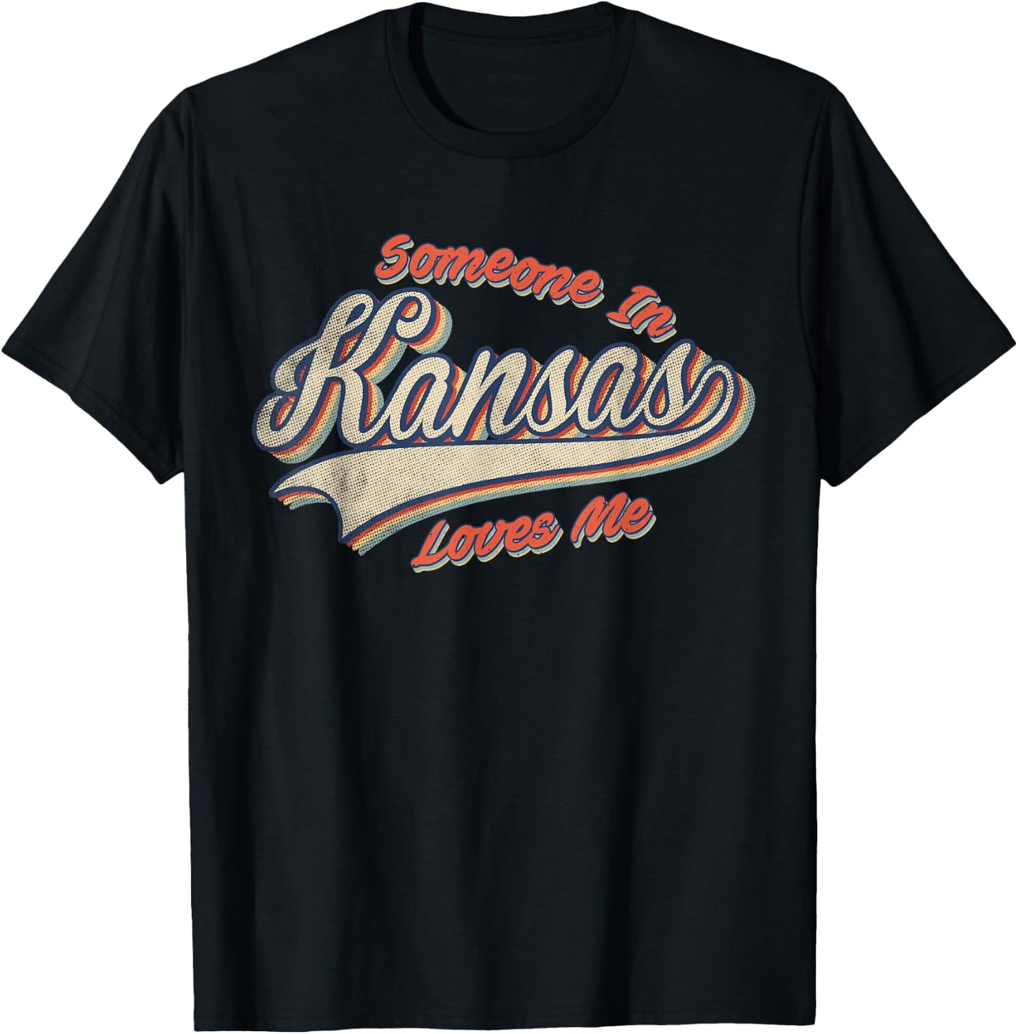 Someone In Kansas Loves Me Retro State Vintage T-Shirt - T-Shirt | Black