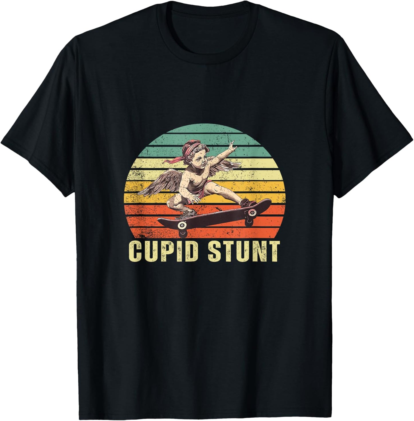 Retro Vintage Cupid Stunt Unhinged Cringe Funny T-Shirt - T-Shirt | Black