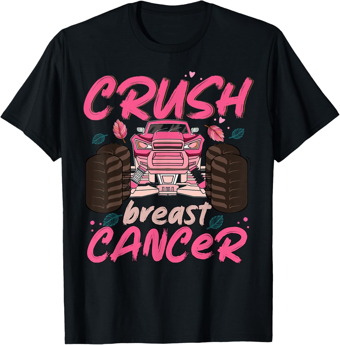 Crush Cancer Monster Truck Breast Cancer Awareness Toddler T-Shirt - T-Shirt | Black