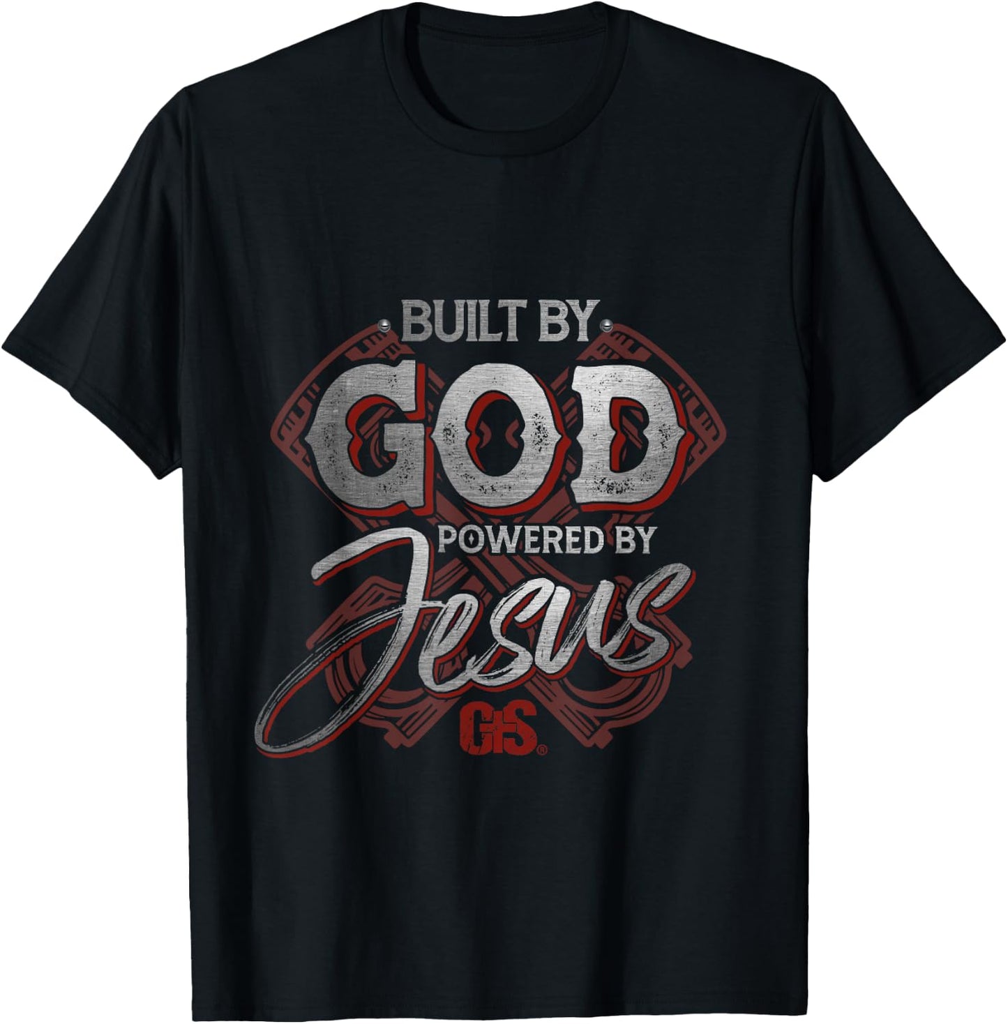 Built By God Powered By Jesus Religious Devout Christian T-Shirt - T-Shirt | Black