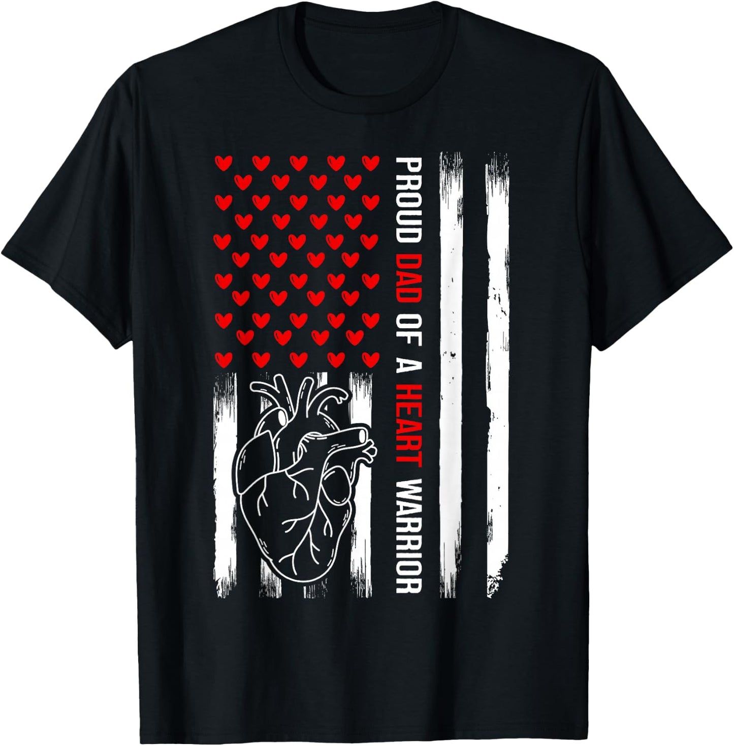 Proud Dad Of A Warrior - CHD - Congenital Heart Defect Month T-Shirt - T-Shirt | Black