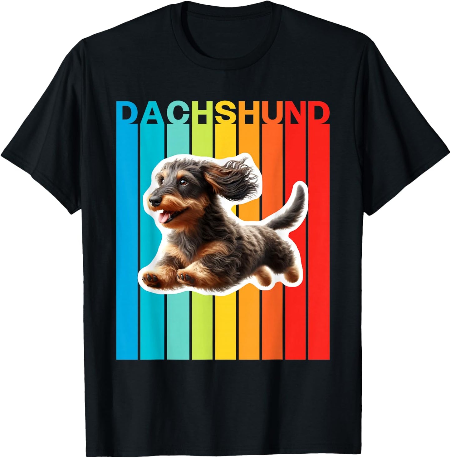 Colorful Wirehaired Dachshund T-Shirt - T-Shirt | Black