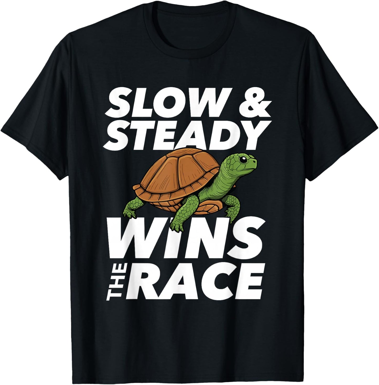 Slow & Steady Wins The Race - Cute Tortoise Beach Sea Turtle T-Shirt - T-Shirt | Black