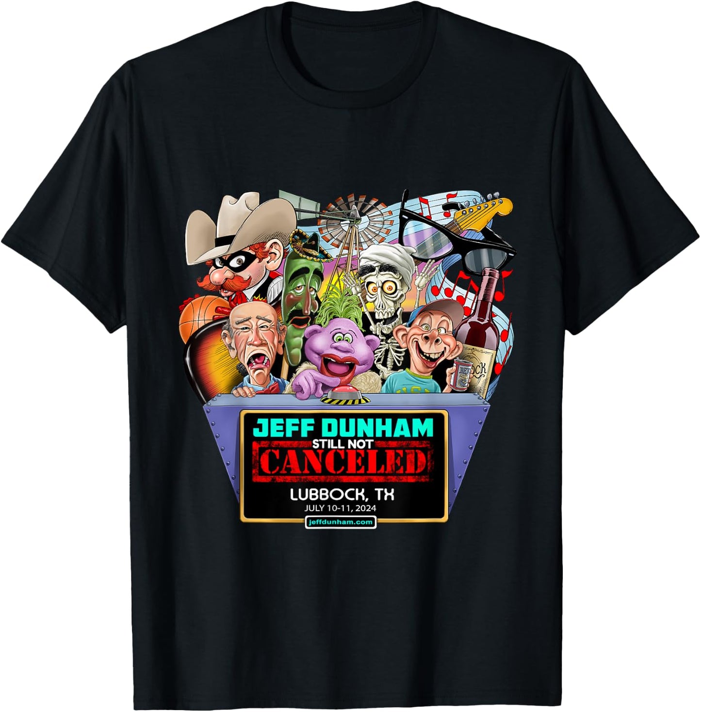 Jeff Dunham Lubbock, TX (2024) T-Shirt - T-Shirt | Black