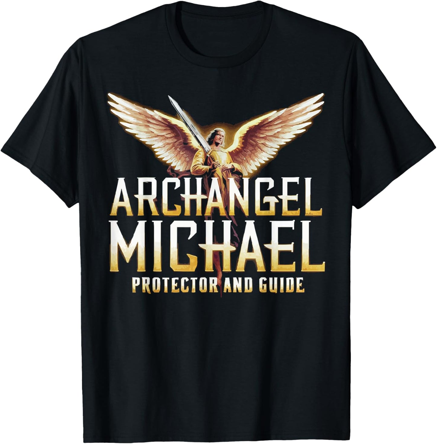 Archangel Michael Catholic Christianity Guardian Angel T-Shirt - T-Shirt | Black