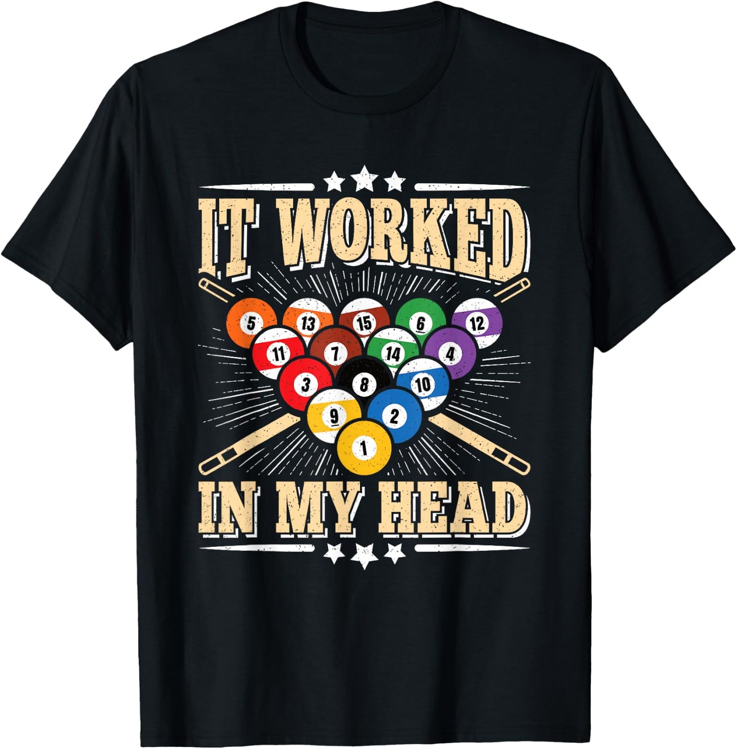 It Worked In My Head Funny Billiard Vintage Pool Men Women T-Shirt - T-Shirt | Black