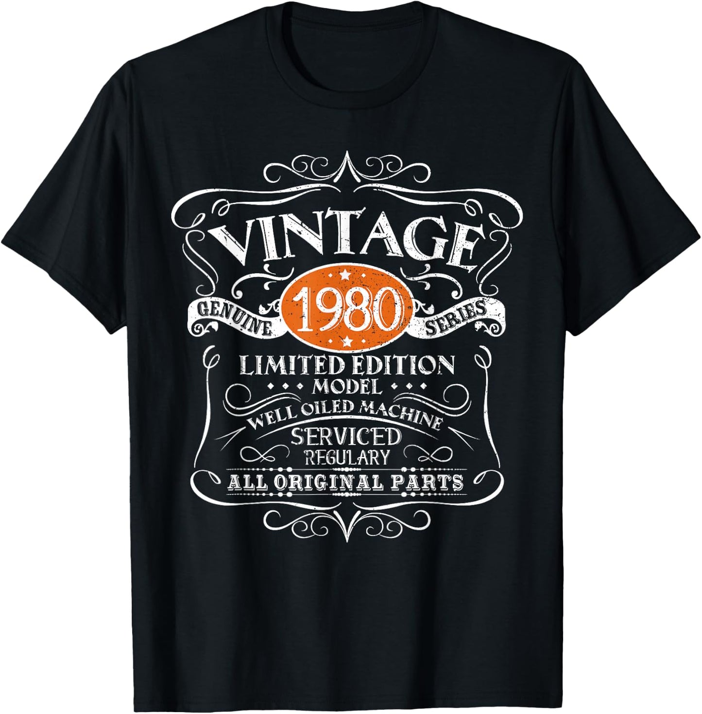 Vintage 1980 45th Birthday All Original Parts Design T-Shirt - T-Shirt | Black