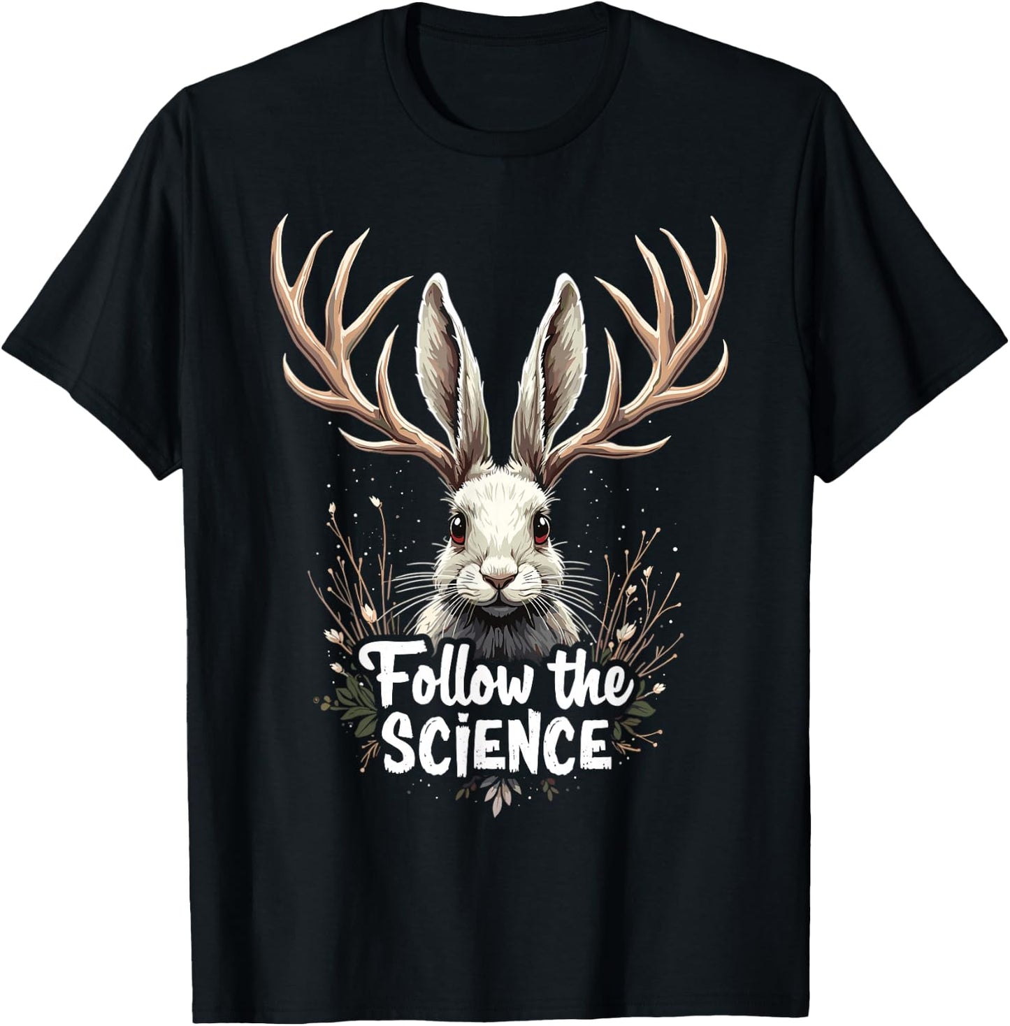 Jackalope Cryptid Mythical Rabbit T-Shirt - T-Shirt | Black