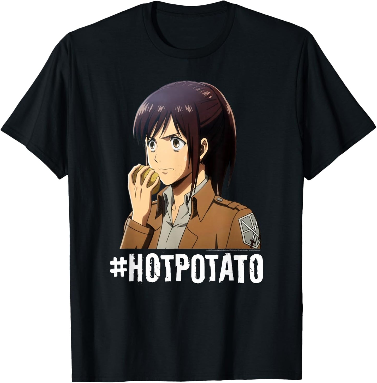 Attack on Titan #Hotpotato Potato Girl AOT Anime T-Shirt - T-Shirt | Black