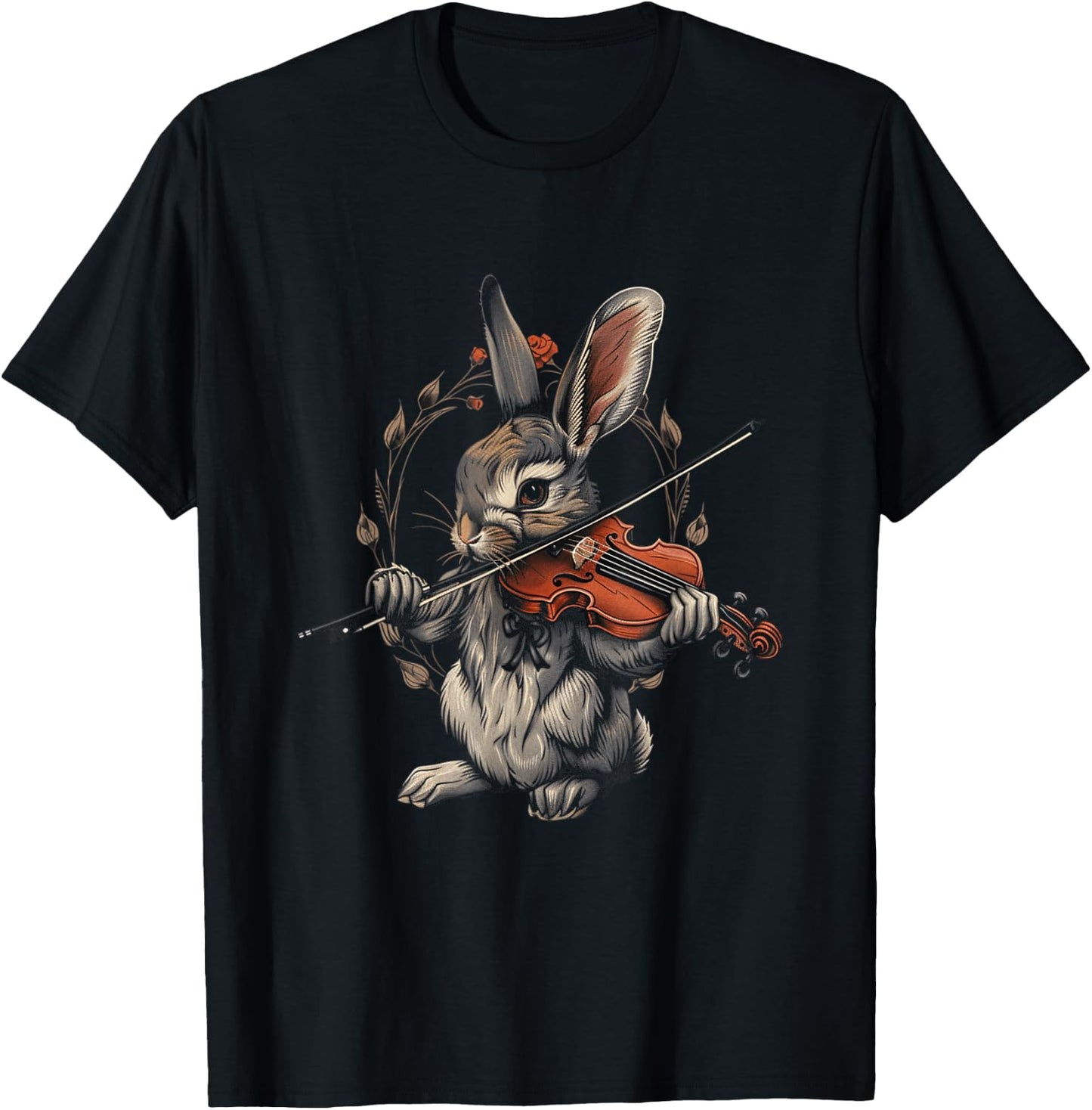 Rabbit Playing Violin for Violin Player Bunny Rabbit Graphic T-Shirt - T-Shirt | Black