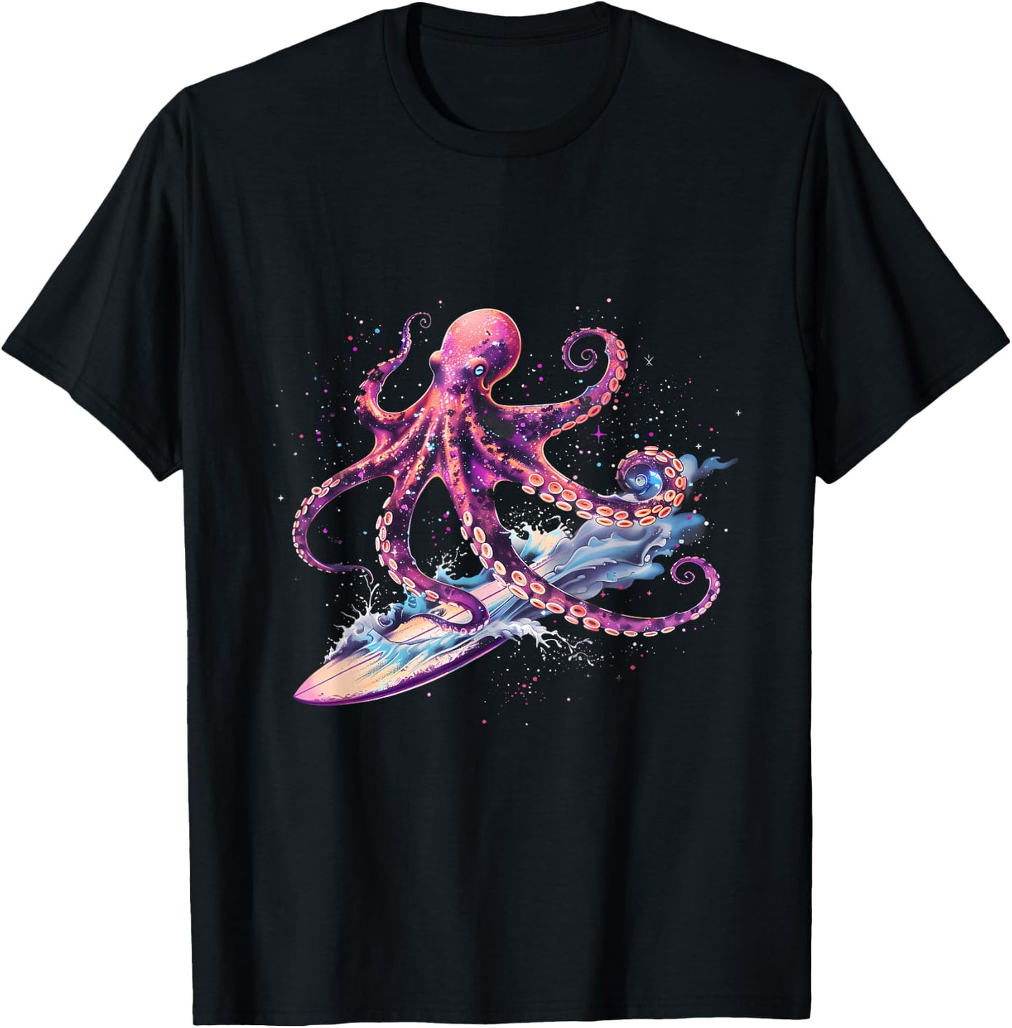 Cthulhu Surfing Octopus Lover Sea Monster Ocean Sea Animal T-Shirt - T-Shirt | Black