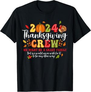 2024 Thanksgiving Crew Turkey Fall Family Matching Women Kid T-Shirt - T-Shirt | Black