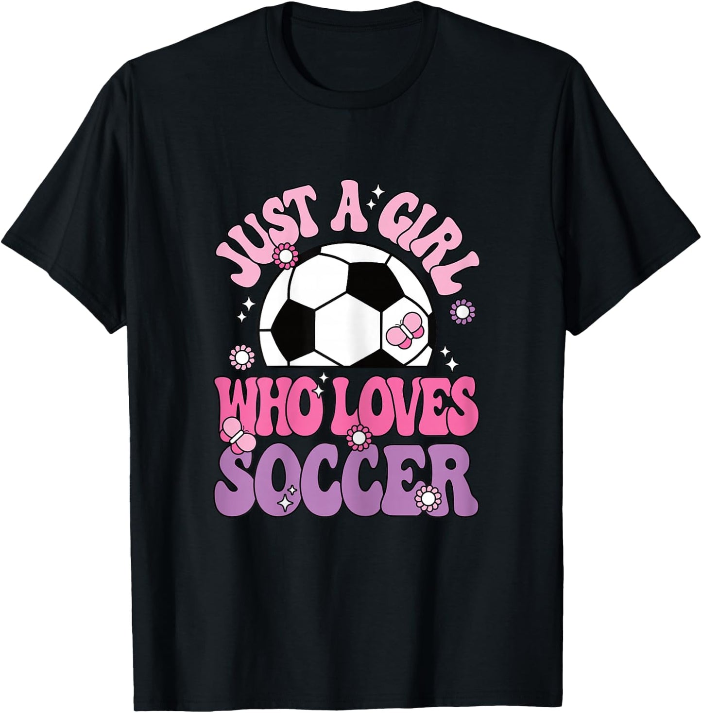 Just A Girl Who Loves Soccer Cute Soccer Player Girls Kids T-Shirt - T-Shirt | Black