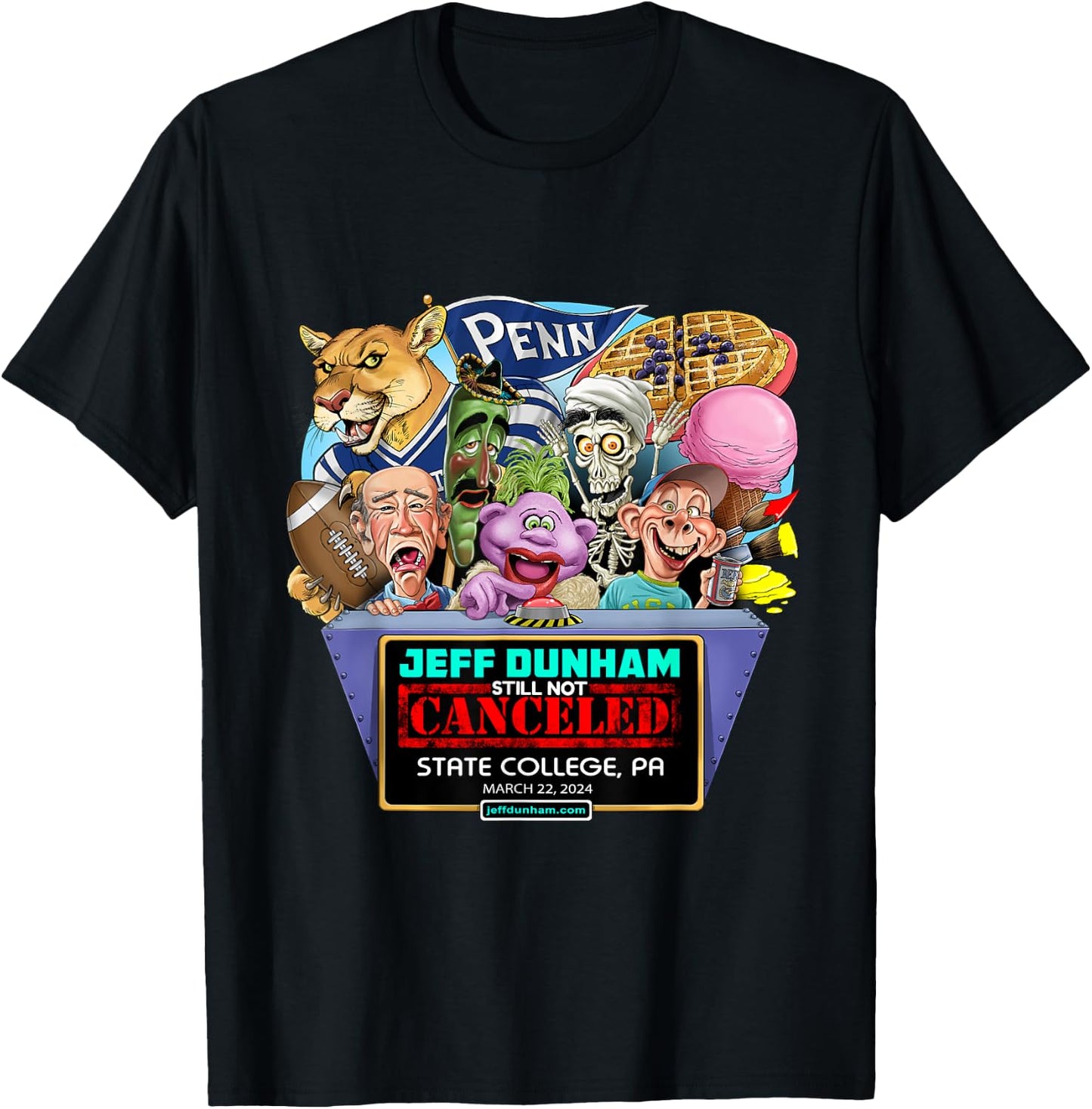Jeff Dunham State College, PA (2024) T-Shirt - T-Shirt | Black